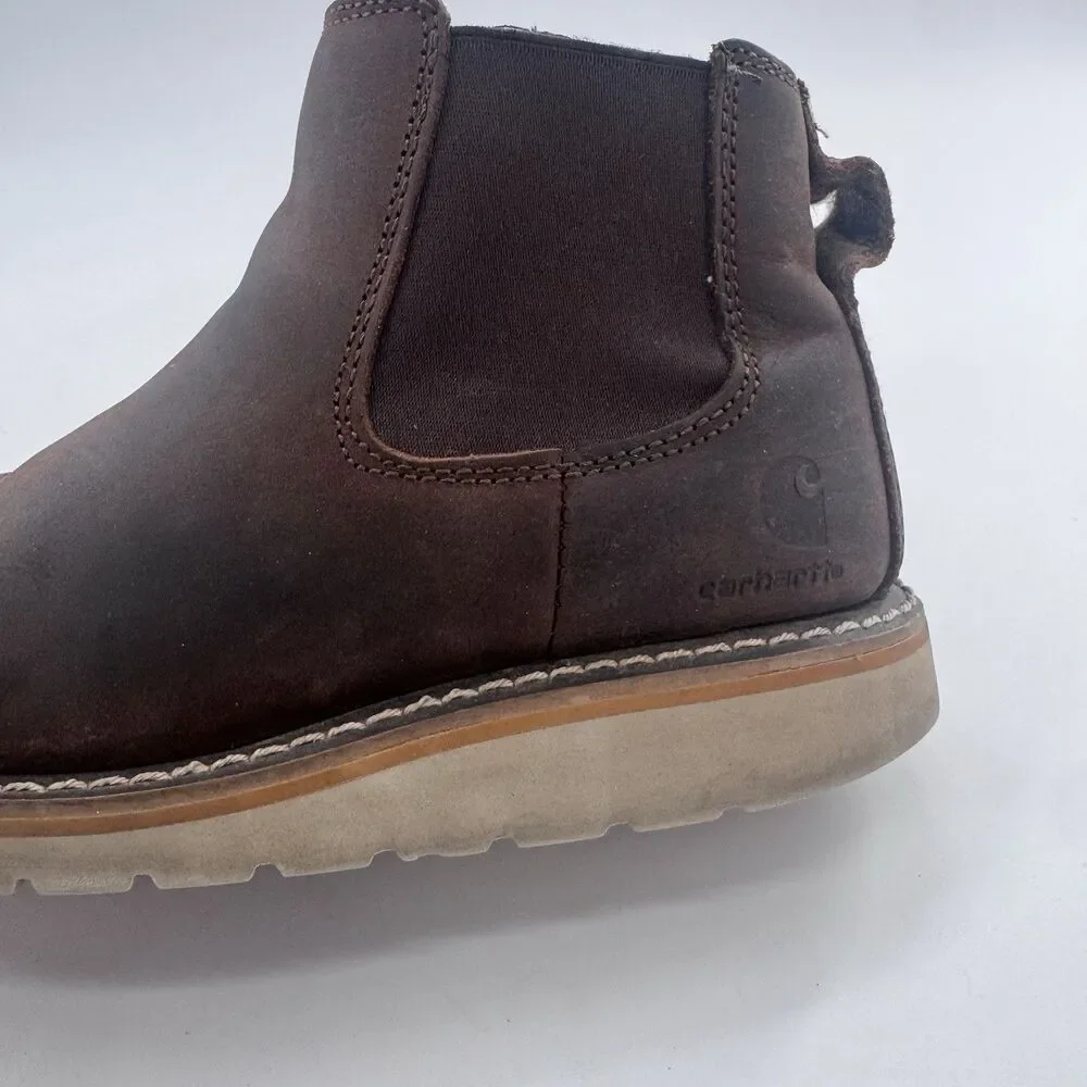 Carhartt Women's Chelsea Wedge Boot 8 M Brown Leather Work Boot FW5025 Slip On